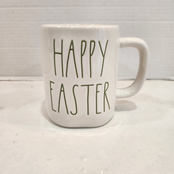 Rae Dunn "HAPPY EASTER" Coffee Mug Cup White 5 Inches High Artisan Collection - Picture 1 of 8